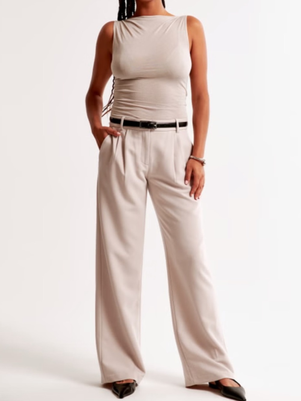Curve Love A&F Sloane Low Rise Tailored Wide Leg Pant
